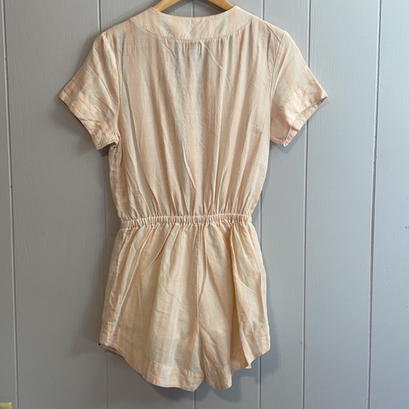 Rhythm Peach and Cream Striped Romper w/ Tie Front - Picture 2 of 4
